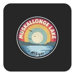 Muskallonge Lake Michigan Colorful Scene Square Sticker
