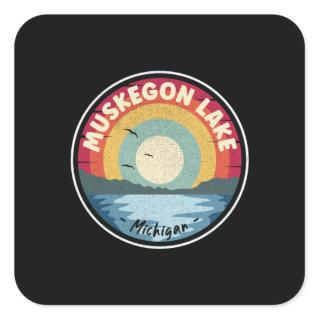 Muskegon Lake Michigan Colorful Scene Square Sticker