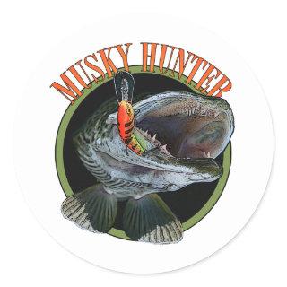 Musky hunter 7 classic round sticker