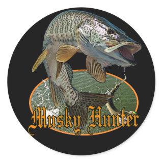 Musky Hunter 9 Classic Round Sticker