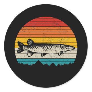Musky Vintage Pike Musky Fishing Men Fisherman Classic Round Sticker