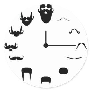 Mustache Clockface Classic Round Sticker