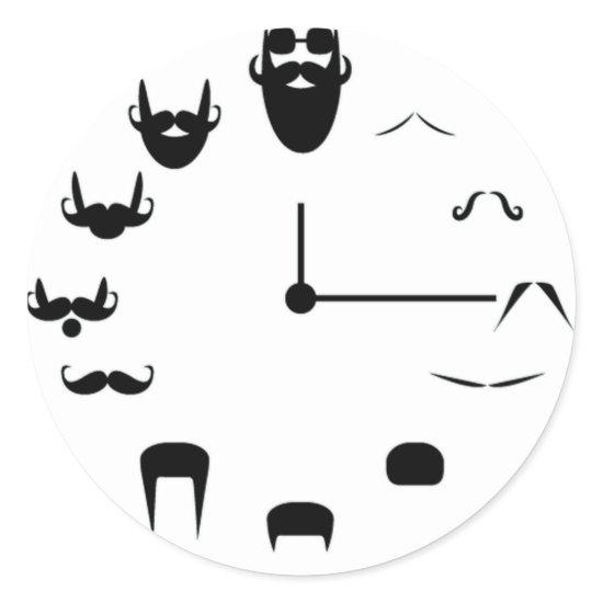 Mustache Clockface Classic Round Sticker