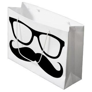 Mustache Nerd Black Graphic Large Gift Bag