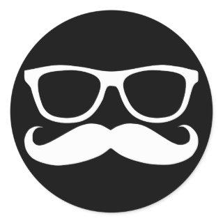 Mustache Nerd Classic Round Sticker