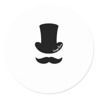 Mustache top hat classic round sticker