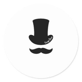 Mustache top hat classic round sticker