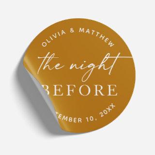 Mustard Rehearsal Dinner | Night Before Boho Fall Classic Round Sticker
