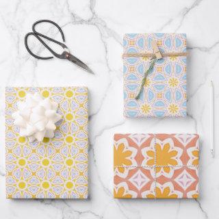 Mustard yellow Blue lavender Unique Mosaic Design  Sheets