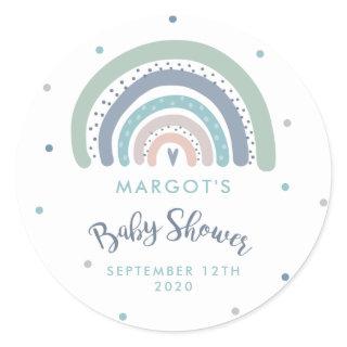 Muted Pastel Rainbow Baby Shower Classic Round Sticker
