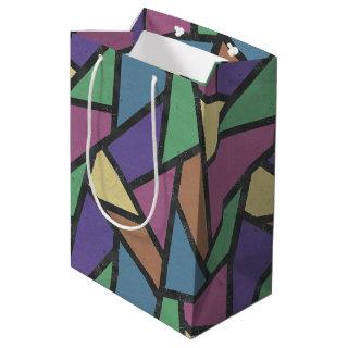 Muted rainbow colors mosaic pattern medium gift bag