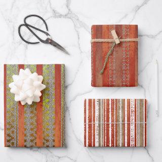 Muted Red and Green Stripe Fall  Sheets