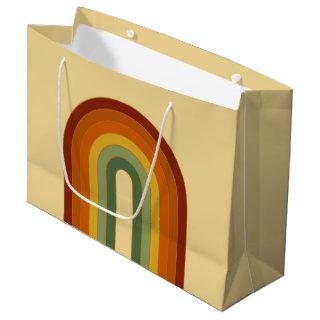 Muted Retro Groovy Layered Rainbow Aesthetic Large Gift Bag