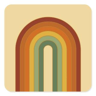 Muted Retro Groovy Layered Rainbow  Square Sticker