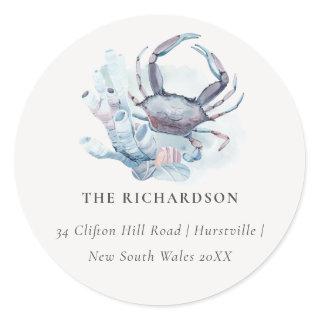 Muted Underwater Crab Coral Nautical Address Label