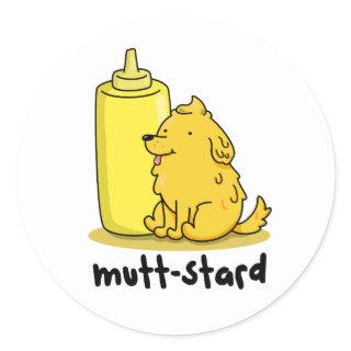 Mutt-stard Funny Doggy Mustard Pun Classic Round Sticker