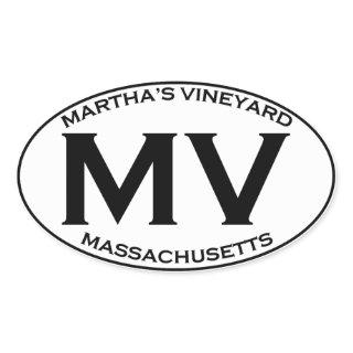 MV - Martha's Vineyard Massachusetts Oval Sticker