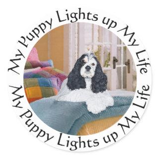 My Cocker Spaniel Lights up my Life Classic Round Sticker