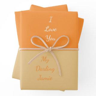 My Darling I Love You  Elegant Script Orange  Sheets