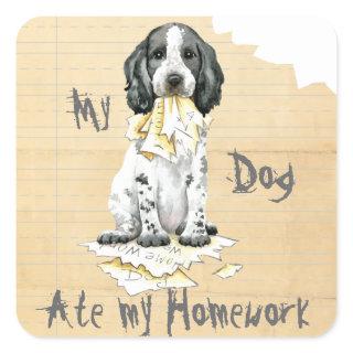 My English Cocker Ate My Homework Square Sticker