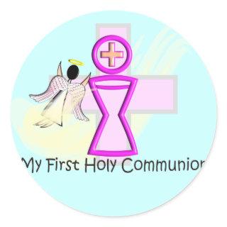 My First Holy Communion Chalice and Angel Classic Round Sticker