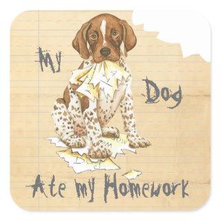 My German Shorthaired Pointer Ate My Homework Square Sticker