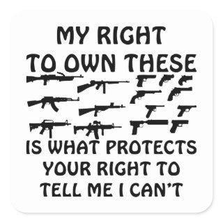 My Gun Rights Protect Your 1st Amendment Rights Square Sticker