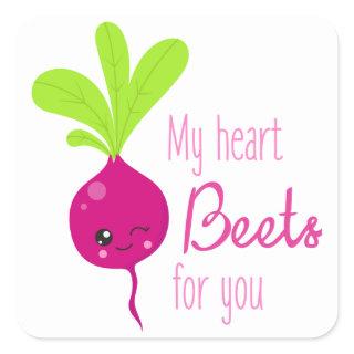 My Heart Beets For You Square Sticker