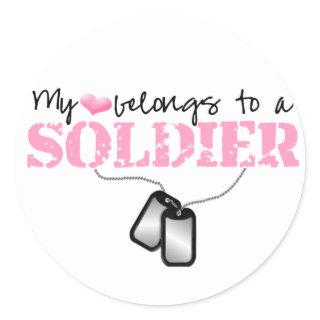My Heart Belongs To A Soldier Classic Round Sticker