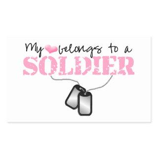 My Heart Belongs To A Soldier Rectangular Sticker