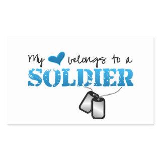 My Heart Belongs To A Soldier Rectangular Sticker