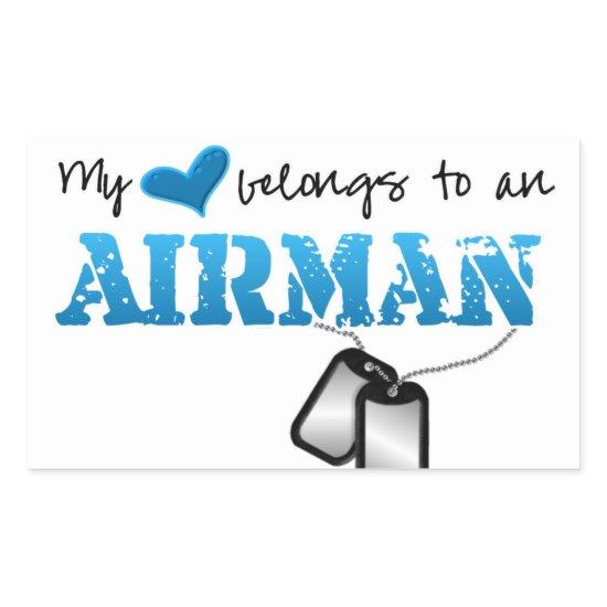 My Heart Belongs to an Airman Rectangular Sticker