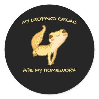 My Leopard Gecko Ate My Homework Gekko Men Lizard Classic Round Sticker