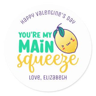 My Main Squeeze Funny Pun Cute Valentine's Day Classic Round Sticker