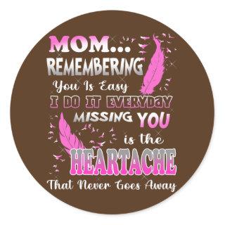 My Mom Missing You Is The Heartache That Never Classic Round Sticker