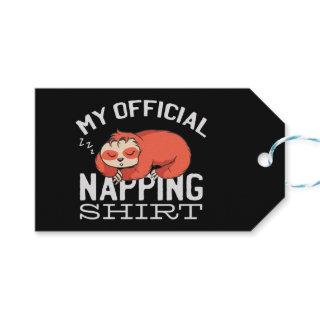 My official napping shirt - Lazy sleeping Sloth Gift Tags