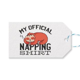 My official napping shirt - Lazy sleeping Sloth Gift Tags
