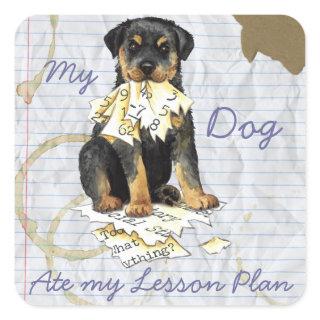 My Rottweiler Ate My Lesson Plan Square Sticker