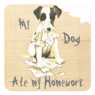 My Smooth Fox Terrier Ate My Homework Square Sticker