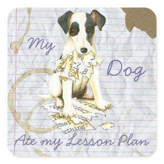 My Smooth Fox Terrier Ate My Lesson Plan Square Sticker