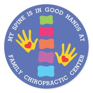 My Spine Is In Good Hands Custom Kids Chiropractic Classic Round Sticker