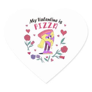 My Valentine is Pizza Invitation Button Heart Sticker