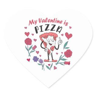 My Valentine is Pizza Invitation Heart Sticker