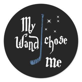 my wand chose me hockey t-shirts classic round sticker