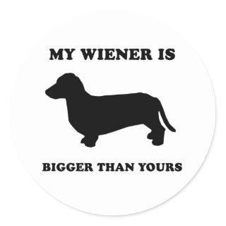 My Wiener is bigger than yours Classic Round Sticker