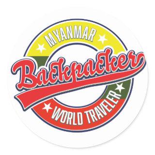 Myanmar backpacker world traveler logo classic round sticker
