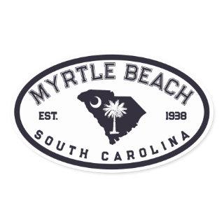 Myrtle Beach South Carolina Flag Map Souvenirs Oval Sticker
