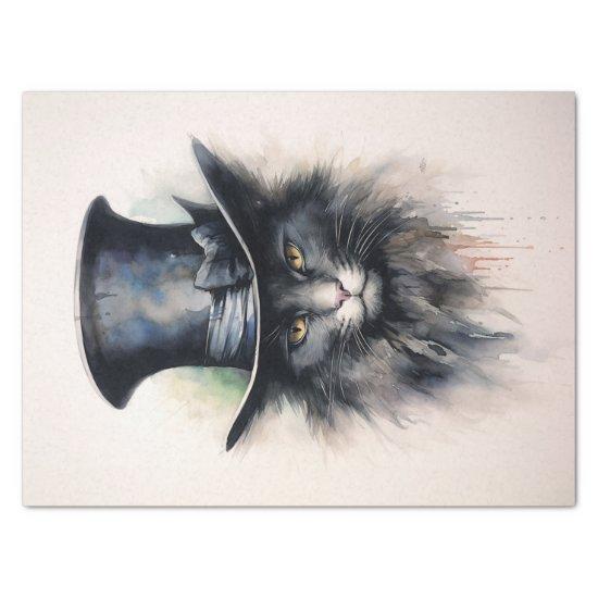 Mysterious cat in black hat "Hello Darlin" Tissue Paper