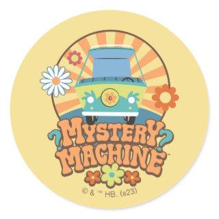 Mystery Machine Van Floral Graphic Classic Round Sticker