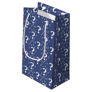 Mystery question mark riddle puzzle blue small gift bag